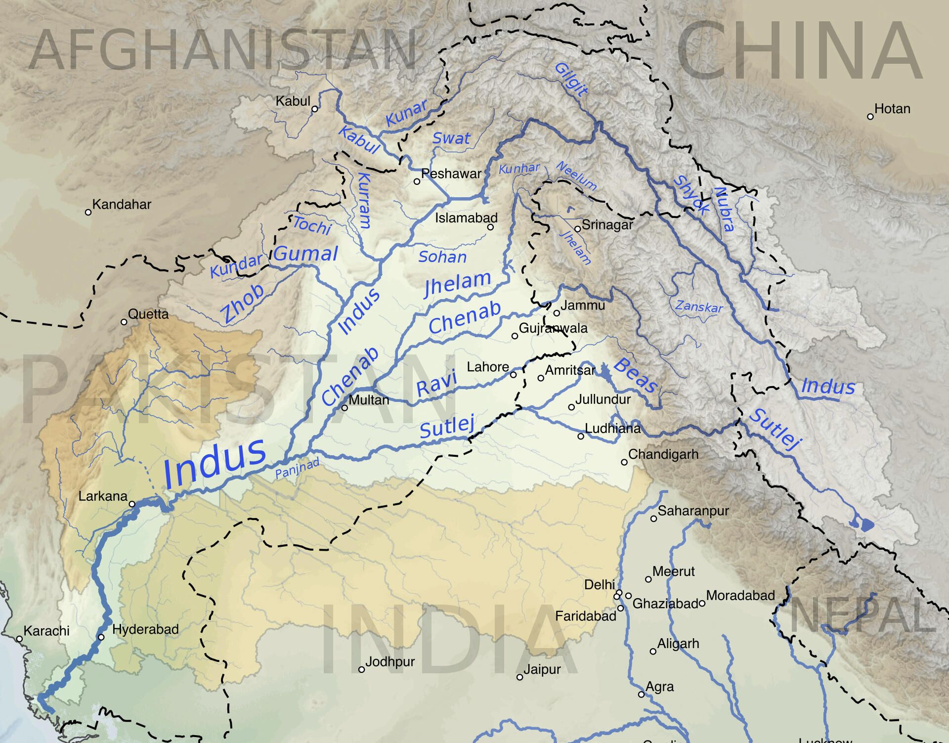 Пакистан река инд карта