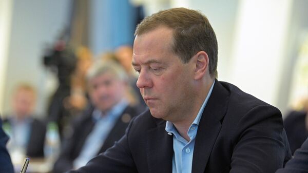 Председатель правительства РФ Дмитрий Медведев во время выездного совещания Национальные проекты – этап “реализация”. 6 апреля 2019