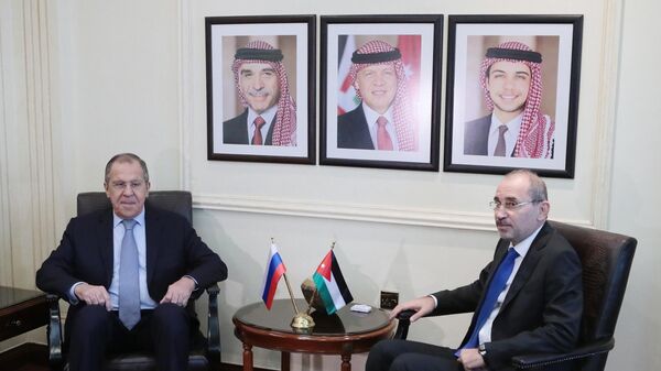 Министр иностранных дел РФ Сергей Лавров и министр иностранных дел Иордании Айман ас-Сафади во время встречи. 7 апреля 2019