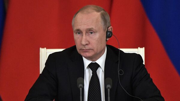 Президент РФ Владимир Путин на пресс-конференции по итогам российско-турецких переговоров. 8 апреля 2019