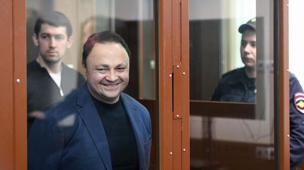 Бывший мэр Владивостока Игорь Пушкарев во время заседания в Тверском суде Москвы. 9 апреля 2019