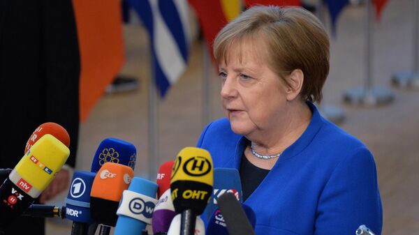 Федеральный канцлер Германии Ангела Меркель на экстренном саммите ЕС по Brexit в Брюсселе