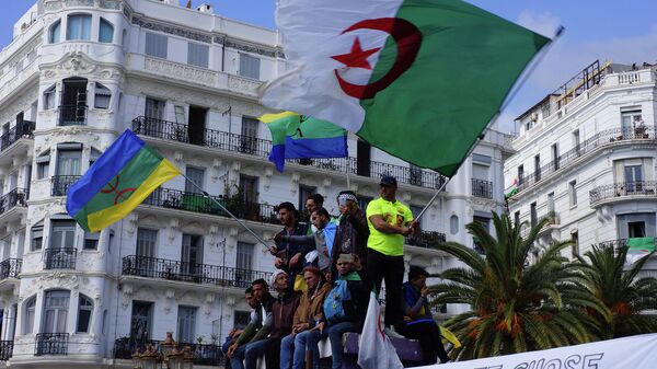 Участники антиправительственной демонстрации в Алжире
