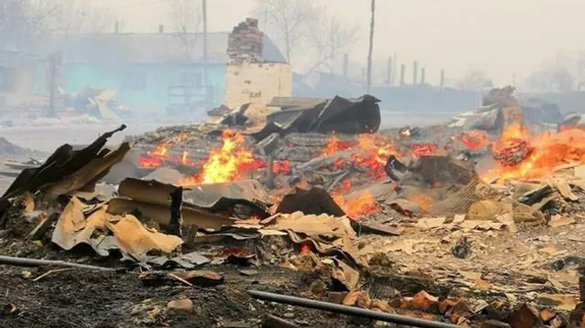 Пожар в селе Унда Забайкальского края
