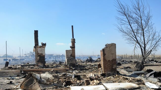 Последствия пожара в селе Усть-Ималка Ононского района Забайкальского края