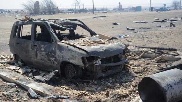 Сгоревший в результате пожара автомобиль в селе Усть-Ималка Ононского района Забайкальского края. Архивное фото