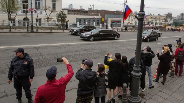 Автомобили кортежа лидера КНДР Ким Чен Ына во Владивостоке