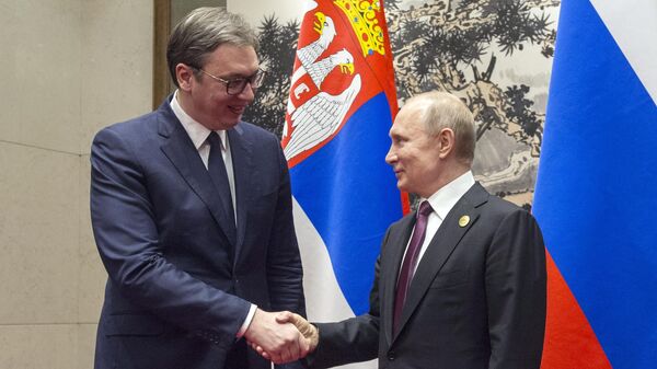 Президент РФ Владимир Путин и президент Республики Сербии Александр Вучич