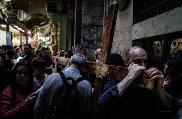 Паломники в Старом городе в Иерусалиме
