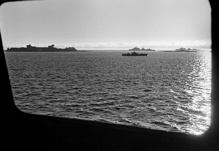 Суда Балтийского флота в районе полуострова Ханко. Великая Отечественная война