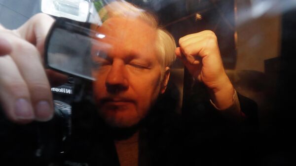 Основатель WikiLeaks Джулиан Ассанж в лондонском суде. 1 мая 2019