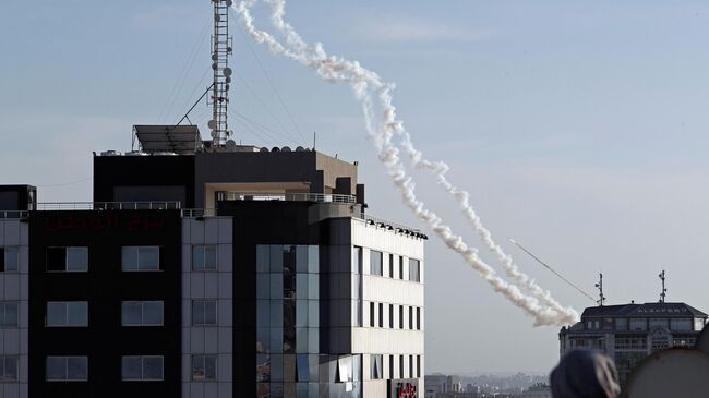Запуск ракет из сектора Газа в сторону Израиля. 4 мая 2019