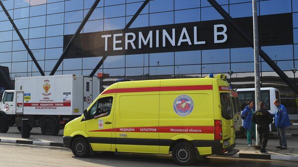 Автомобили скорой помощи у аэропорта Шереметьево