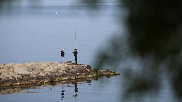 Рыбаки на берегу Геленджикской бухты