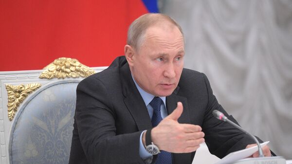  Владимир Путин проводит заседание совета при президенте РФ по стратегическому развитию и национальным проектам.  8 мая 2019