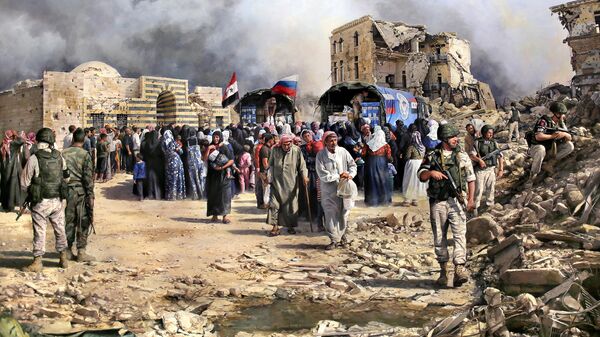 Картина испанского художника Аугусто Феррер-Далмау Алеппо. Помощь пришла 