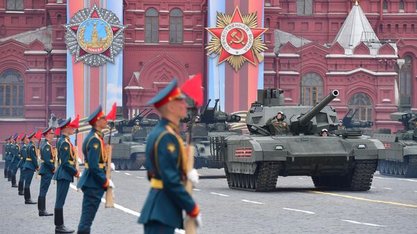 Танк Т-14 Армата на военном параде, посвящённом 74-й годовщине Победы в Великой Отечественной войне