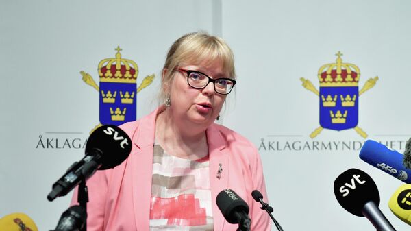 Заместитель главного окружного прокурора Швеции Ева-Мария Перссон во время пресс-конференции по делу Джулиана Ассанжа