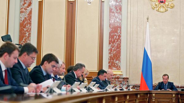 Председатель правительства РФ Дмитрий Медведев проводит заседание правительства РФ. 16 мая 2019