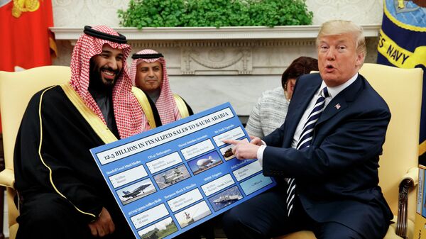 Наследный принц Саудовской Аравии Мухаммед бен Салман и президент США Дональд Трамп во время встречи в Белом доме. 20 марта 2018