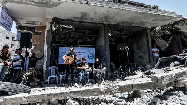 Палестинские музыканты выступают в Секторе Газа с призывом бойкотировать проходящий в Израиле конкурс Евровидение