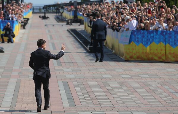 Избранный президент Украины Владимир Зеленский после церемонии инаугурации в Верховной Раде в Киеве. 20 мая 2019