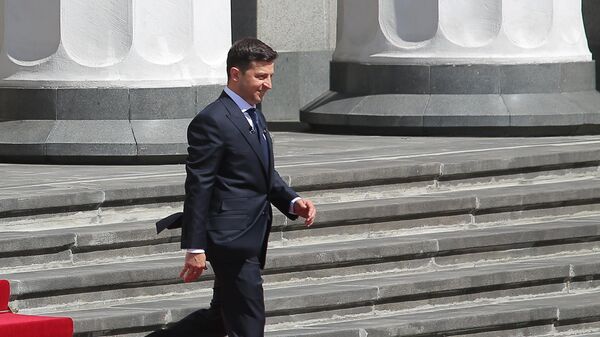 Избранный президент Украины Владимир Зеленский после церемонии инаугурации в Верховной Раде в Киеве. 20 мая 2019