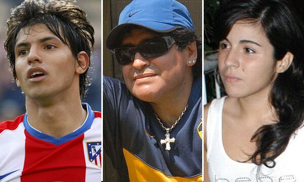 Серхио Агуэро, Диего Марадона и Джаннина Марадона