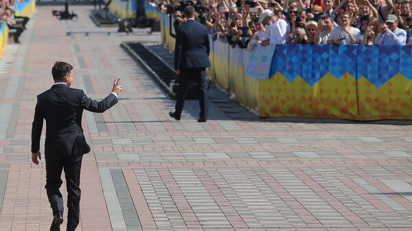 Президент Украины Владимир Зеленский после церемонии инаугурации в Верховной Раде в Киеве