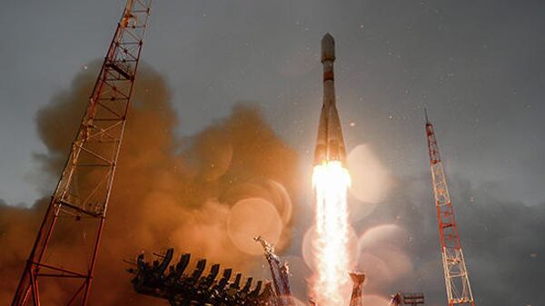 Пуск ракеты космического назначения среднего класса Союз-2.1Б с российским навигационным космическим аппаратом Глонасс-М