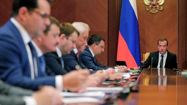 Председатель правительства РФ Дмитрий Медведев проводит заседание Наблюдательного совета государственной корпорации развития ВЭБ.РФ. 27 мая 2019