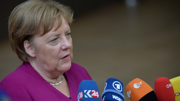Федеральный канцлер Германии Ангела Меркель перед началом неформального ужина глав государств и правительств ЕС в Брюсселе. 28 мая 2019