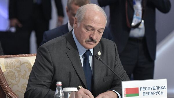 Президент Белоруссии Александр Лукашенко во время церемонии подписания совместных документов по итогам заседания Высшего Евразийского экономического совета