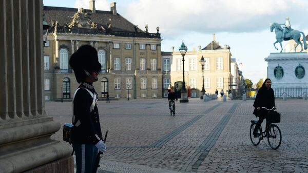 Часовой у дворца Амалиенборг в Копенгагене