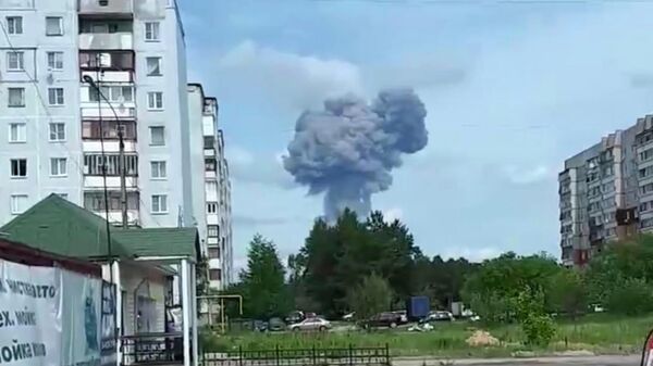 Скриншот видео взрыва на оборонном заводе в Нижегородской области. 1 июня 2019