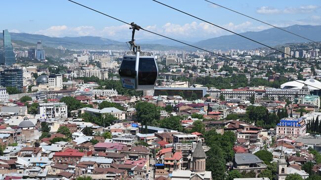 Канатная дорога в городе Тбилиси в Грузии