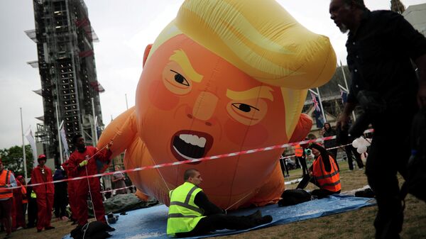 Воздушный шар в виде Трампа в Лондоне во время визита президента США в Великобританию. 4 июня 2019