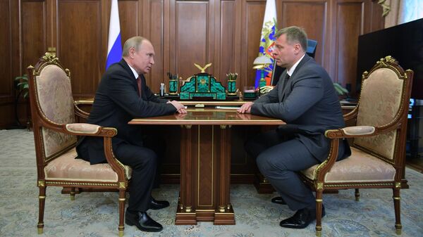 Президент РФ Владимир Путин во время встречи с врио губернатора Астраханской области Игорем Бабушкиным