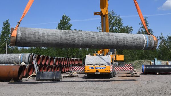 Участок строительства газопровода Северный поток-2 в Ленинградской области 