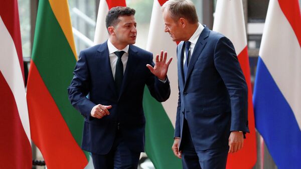 Президент Украины Владимир Зеленский и Председатель Европейского совета Дональд Туск в Брюсселе. 5 июня 2019 