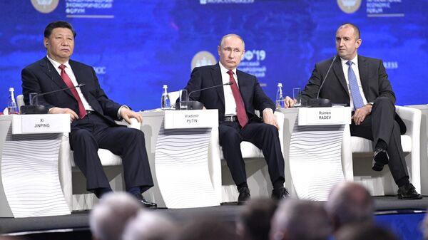 Президент РФ Владимир Путин на пленарном заседании Петербургского международного экономического форума 2019