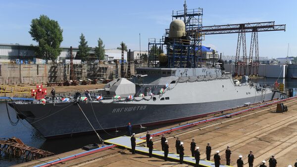 Спуск на воду малого ракетного корабля  Ингушетия в Казани. 11 июня 2019