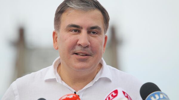 Лидер политической партии Движение новых сил Михаил Саакашвили на пресс-конференции в Киеве. 13 июня 2019