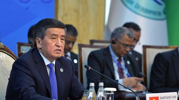 Президент Киргизии Сооронбай Жээнбеков принимает участие в заседании Совета глав государств - членов Шанхайской организации сотрудничества в расширенном составе в государственной резиденции Ала-Арча в Бишкеке. 14 июня 2019