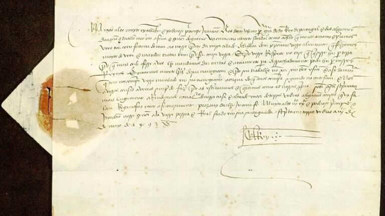 Фрагмент письма свидетельствующего об удачном возвращении Христофора Колумба из его экспедиции в Индию, найденного в Историческом архиве дворянства в Испании
Фрагмент письма свидетельствующего об удачном возвращении Христофора Колумба из его экспедиции в Индию, найденного в Историческом архиве дворянства в Испании