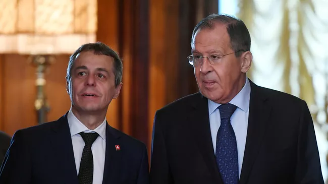 Министр иностранных дел России Сергей Лавров и министр иностранных дел Швейцарии Иньяцио Кассис 