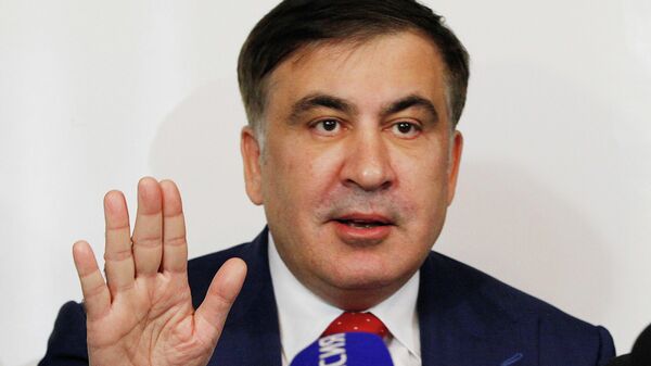 Михаил Саакашвили во время беседы с журналистами