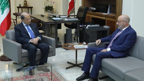 Встреча в Бейруте президента Ливана Мишеля Ауна с делегацией от конгресса США по Сирии. 24 июня 2019