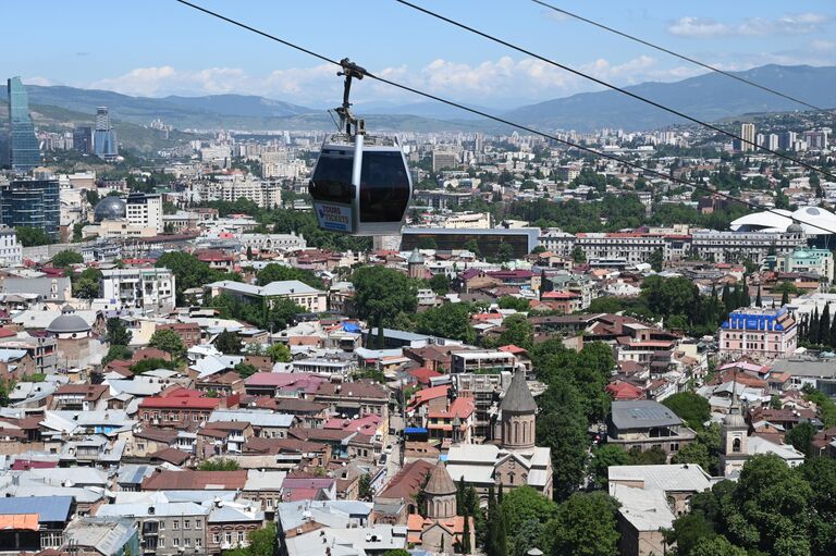 Канатная дорога в городе Тбилиси в Грузии