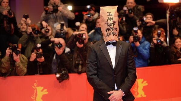 Американский актер Шайа Лабаф  на красной дорожке фильма Нимфоманка на 64-м кинофестивале в Берлине